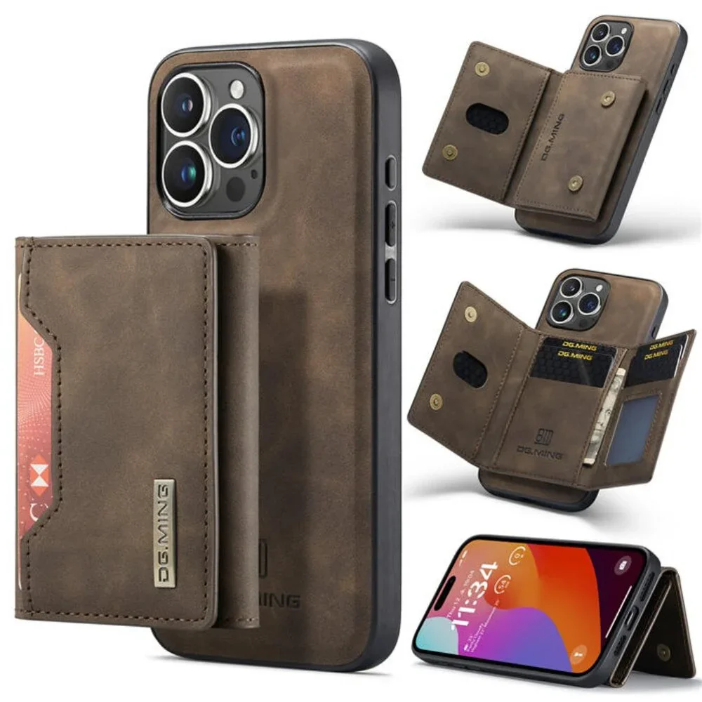 DG.MING M2 For‎ iPhone 15 Pro Max Case with Detachable Magnetic Trifold Card Bag